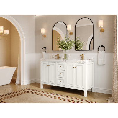Nashville 60 In. W X 22 In. D Double Sink Bathroom Vanity With 2 In. Quartz