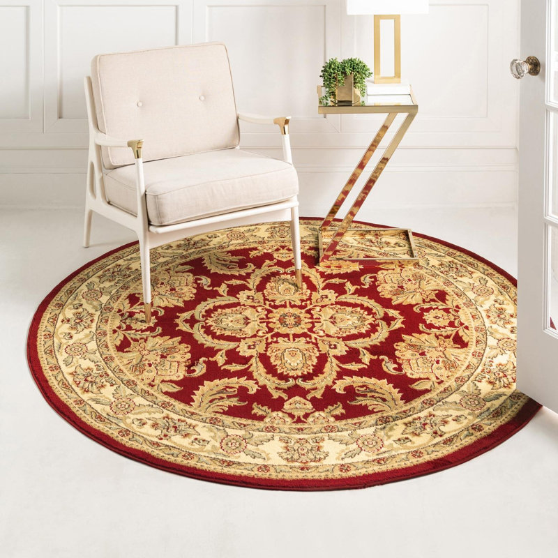 Niles Oriental Beige/Brick Area Rug, Round 5'3"