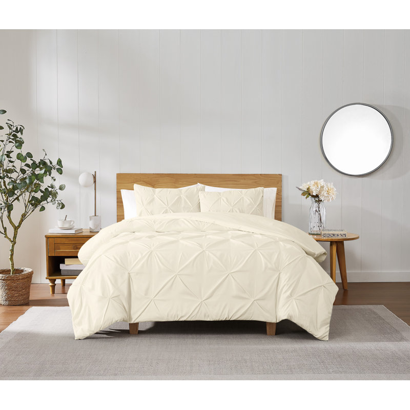 Ensemble de housse de couette en microfibre unie moderne et contemporaine de couleur unie, Vanille