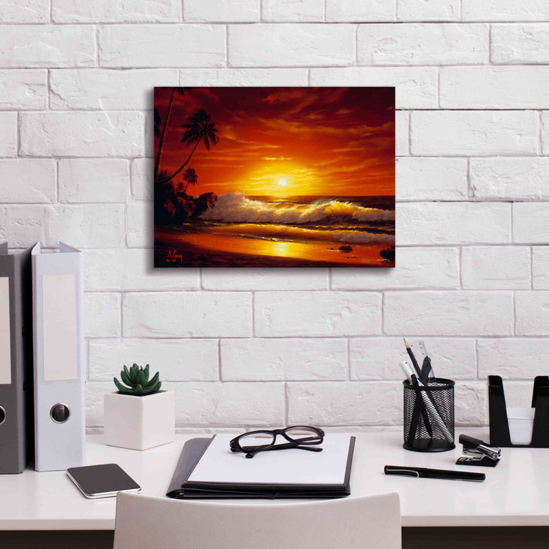 Fiery Waves par Anthony Casay, reproduction sur toile sans cadre, L 16 po x H 12 po