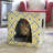 Meow Yellow Cardboard Cat House with Replaceable Scratcher