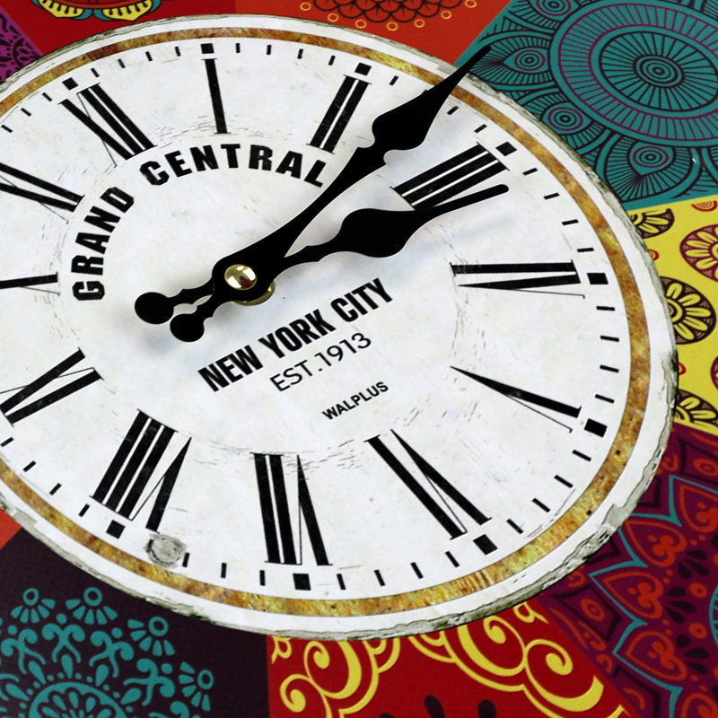 Manfredi Colourful Mandala Tiles Silent Wall Clock - 30 cm / 11.8 in