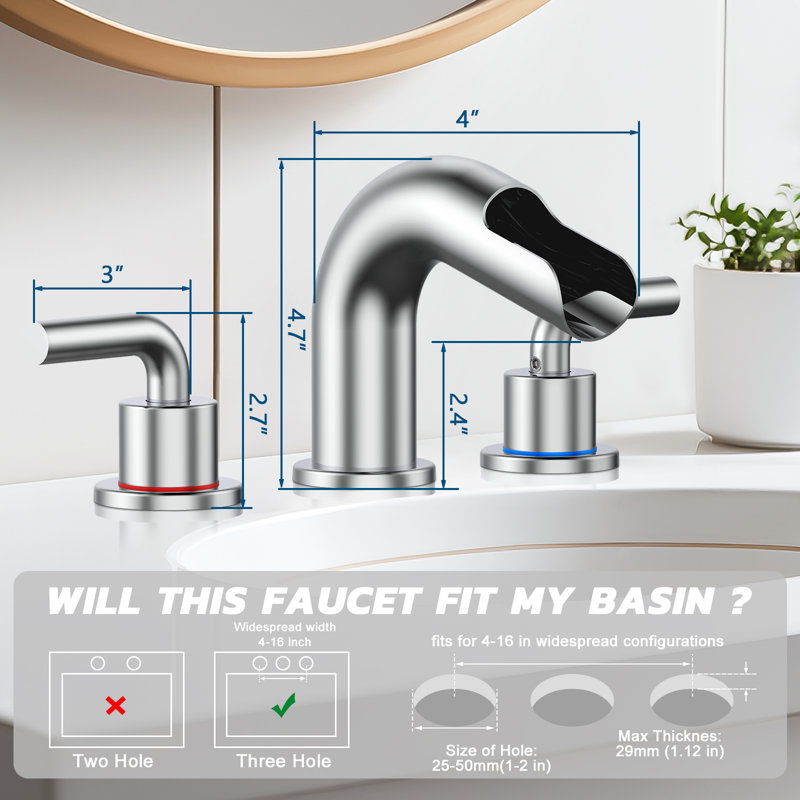 2-handle Bathroom Faucet with Drain Assembly, Chrome