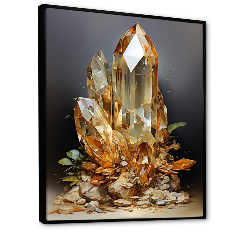 Pierre colorée et spirituelle Pyrite I - impression, Cadre flottant noir, H 20 po x l 12 po x P 1 po