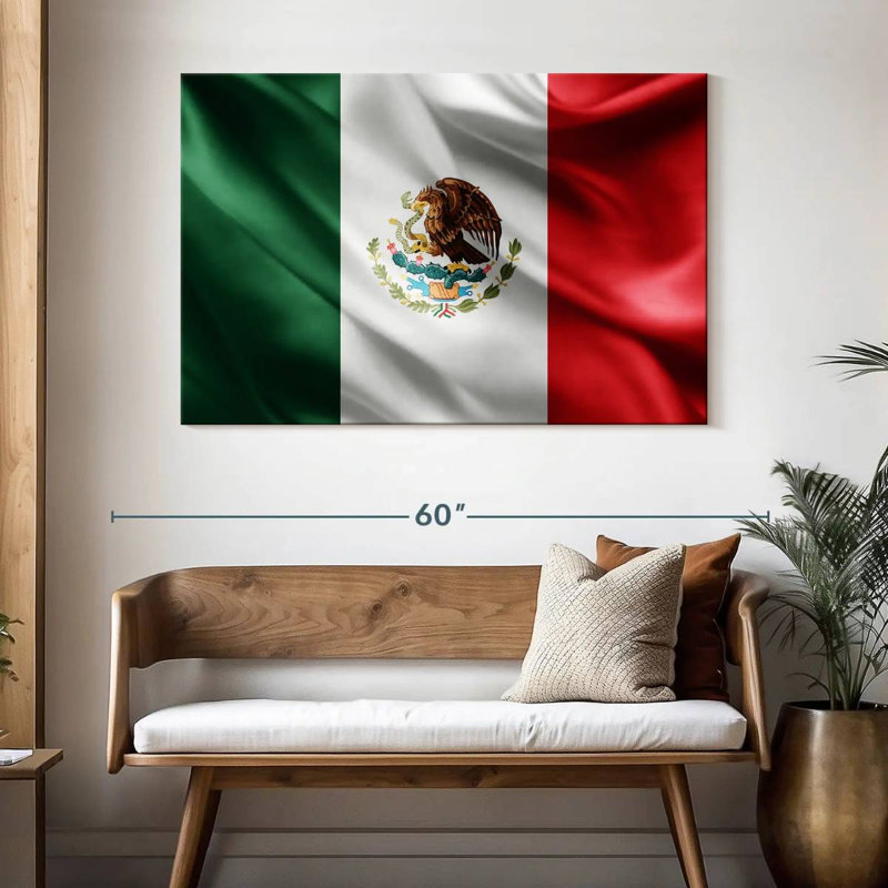 Borges Silk Mexican Flag, 32" H x 48" W