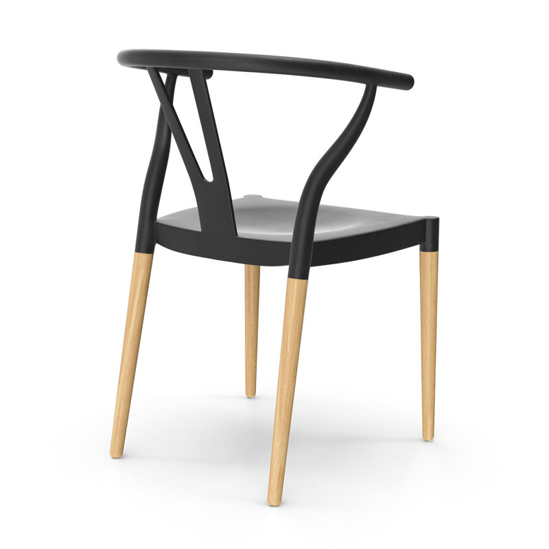 Fauteuil en hêtre 17,5 po Jase, Noir