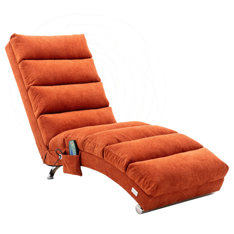 Chaise longue rembourrée avec fonction de vibration, Lin orange