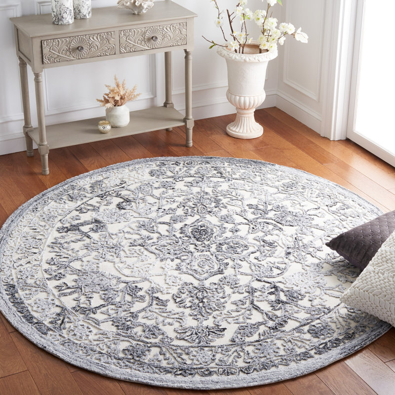 Trace Hand Tufted Performance Oriental Rug, Round 6'