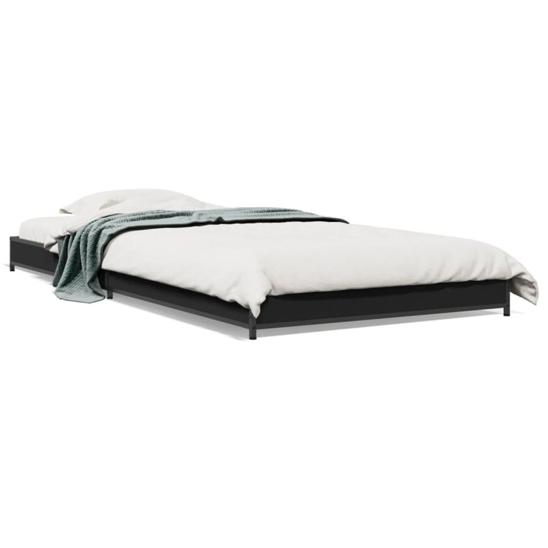 Vidaxl Bed Frame Engineered Wood And Metal, 100 x 200cm, Smoked Oak