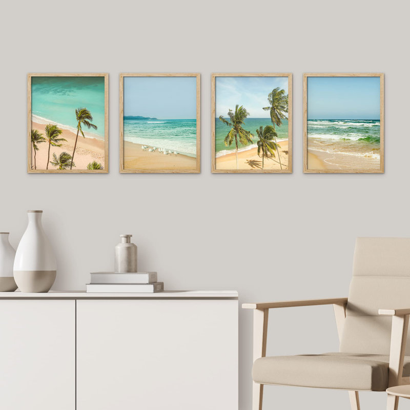 Palmier tropical 4 pièces Ocean Beach, Naturel, H 14 po x l 11 po
