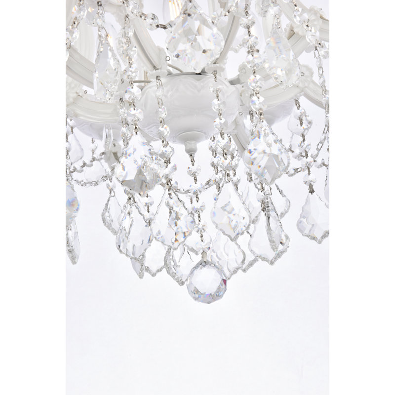 Stockard 9 - Light Glass Chandelier, White / Crystal (Clear) / Elegant Cut, Gold, Clear
