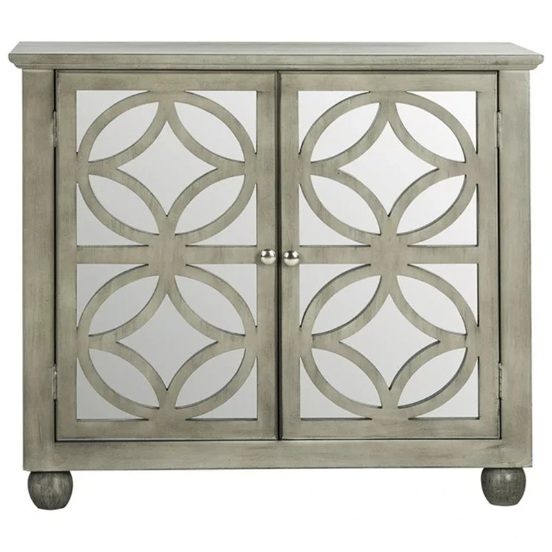 Buffet décoratif 2 portes à miroir, Gris