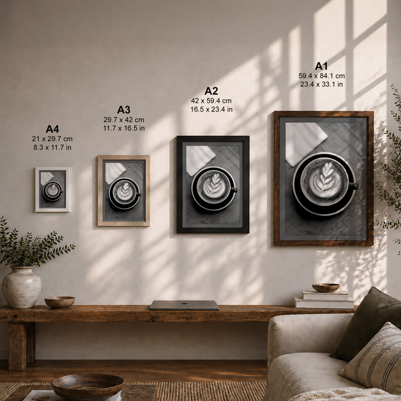 Latte Art Study Modern - Framed Print, A1 - 84.1 x 59.4 cm, Oak