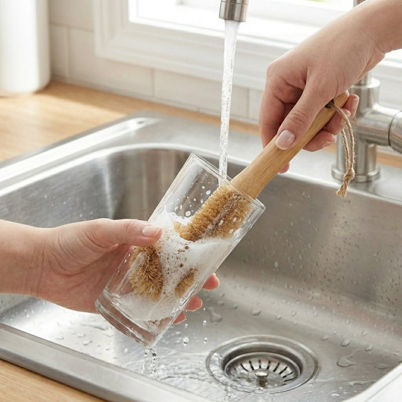 Brosse de nettoyage droite pour verres