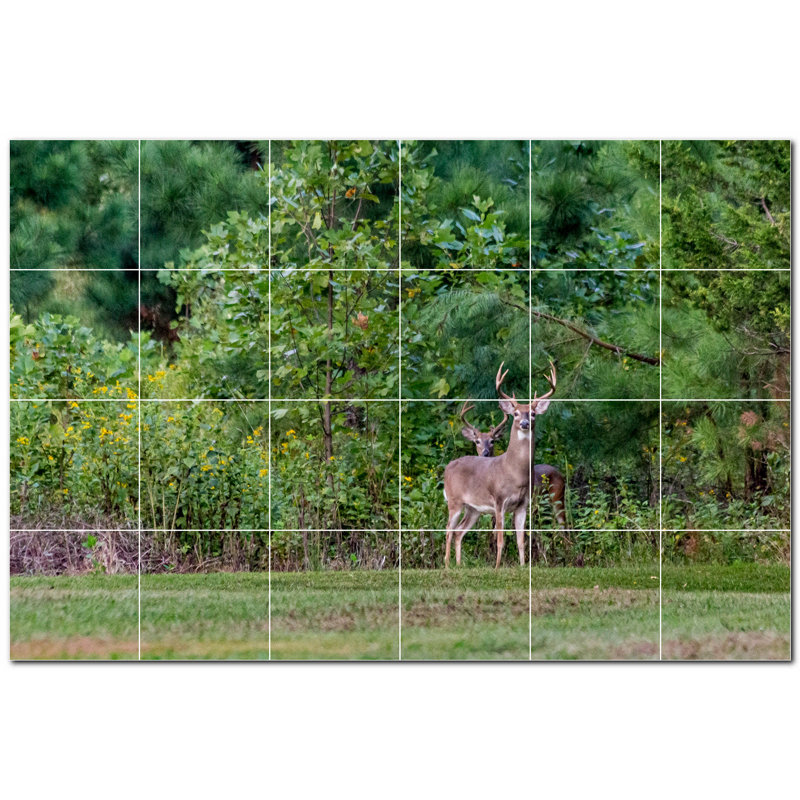 Murale décorative cerf en céramique 6 po x 6 po Deer Photo