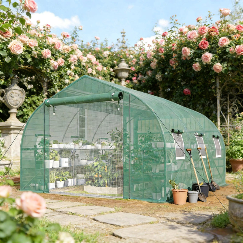 Outdoor Plant Hot House,Walk-In Tunnel Greenhouse, Green