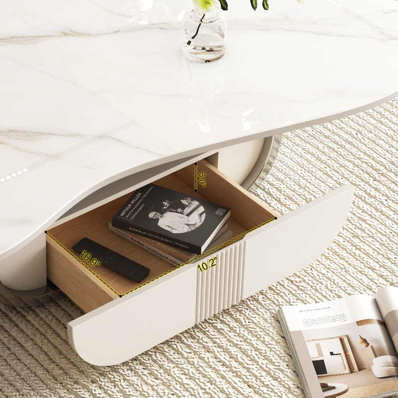Table basse moderne en pierre frittée Modern, Gray/White