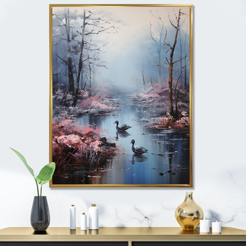 Auva, Allemagne, brume matinale, forêt, H 44 po x l 34 po x P 1,5 po, Cadre flottant doré