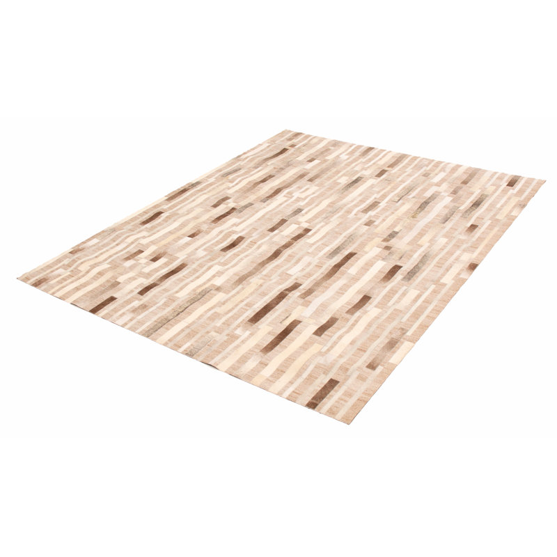 Tapis fait à la main en cuir / beige / brun / brun clair Nixa