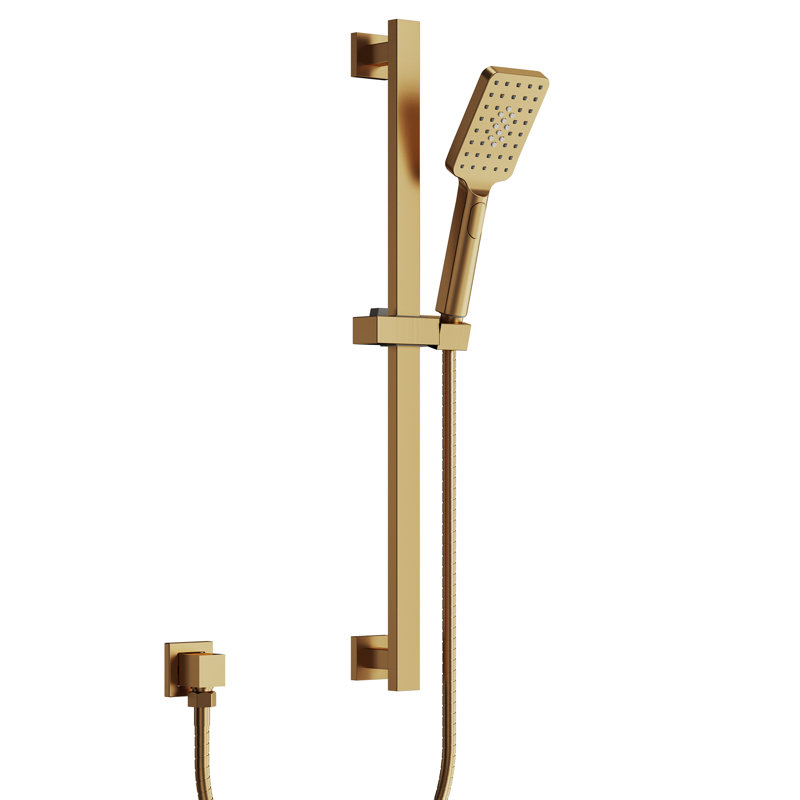 Douche à main 3 fonctions avec barre coulissante de 26 po et boyau d'arrosage de 59 po, Or brossé