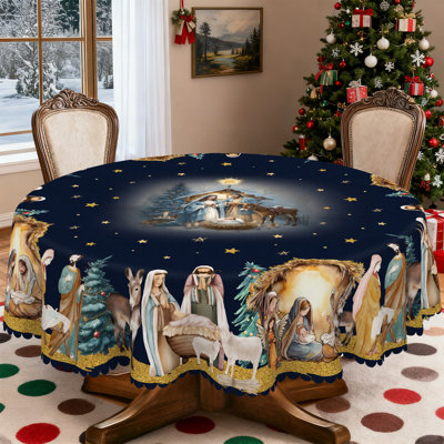 Nappe lavable en polyester avec motif de couronne de Noël