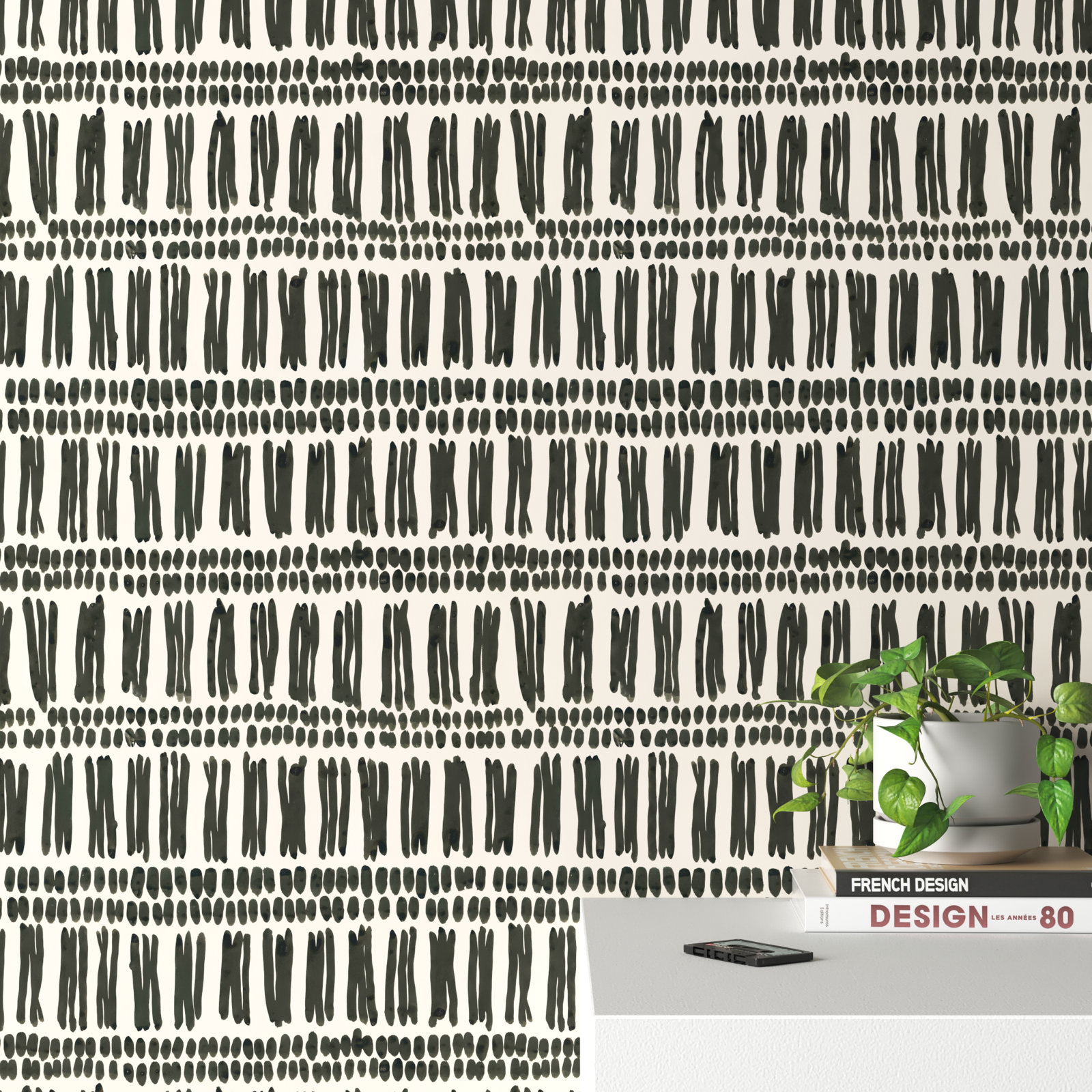 Orlo Abstract Wallpaper, Cream/Black