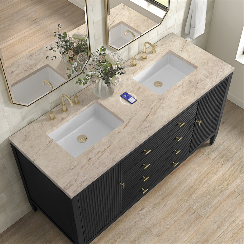 Myrrin 60'' W Double Vanity, Carbon Oak, Tajnar Eclos