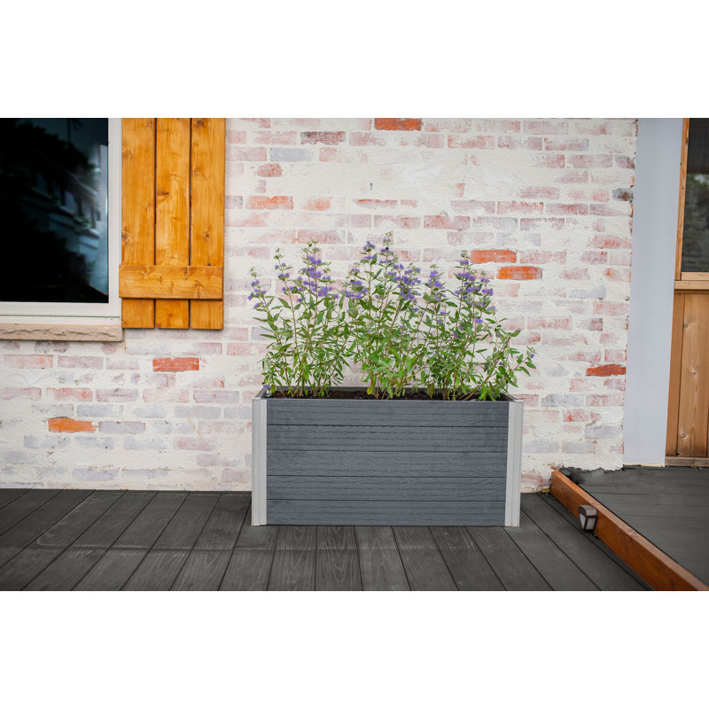 Boîte à fleurs en plastique Urbana, Gris, H 18 po x l 39 po x P 16 po