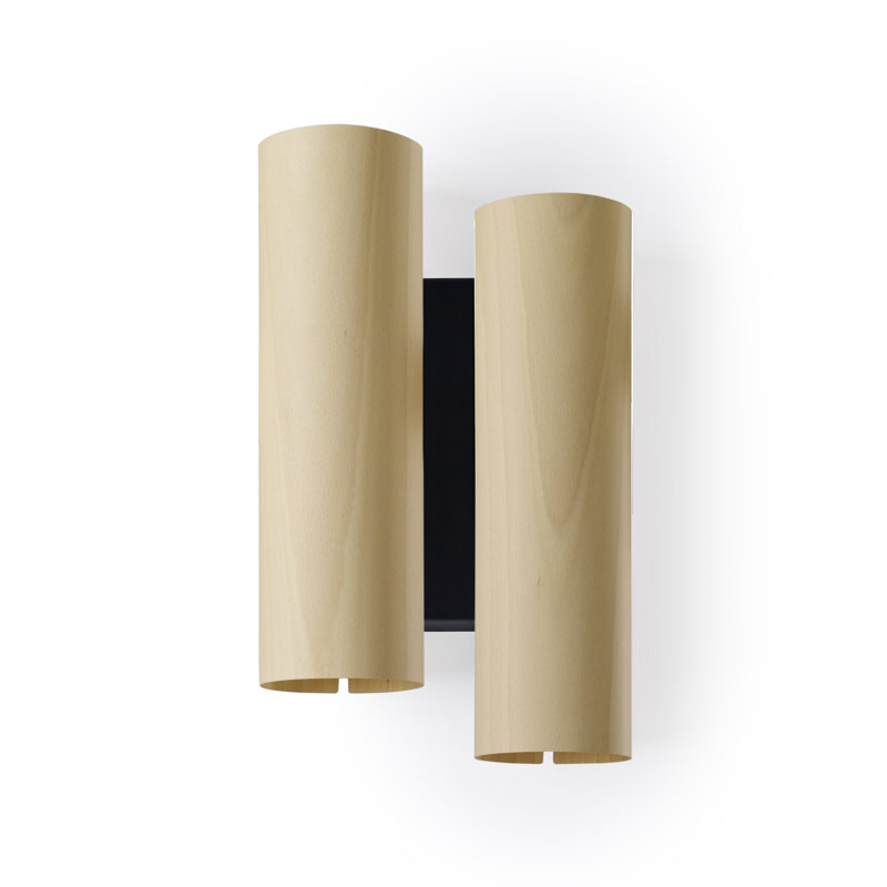 Black Note 2 - Light LED Flush Mounted Sconce, Matte Black, 3000K, Natural Cherry