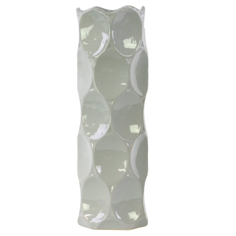 Vase de table en céramique Grier, H 17 po x l 5,5 po x P 5,5 po, Gris