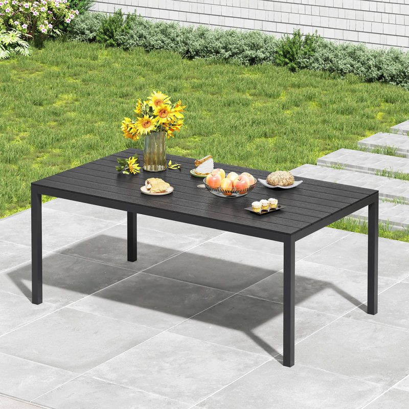 Table de salle à manger rectangulaire pour l'extérieur, Noir, noir, noir, noir