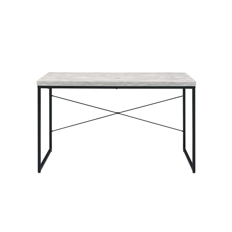 Bureau d'écriture de style industriel avec finition en blanc et noir Bob, Blanc antique / noir