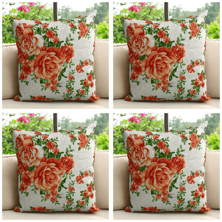 Emeric Floral Orange Square Cushion Cover