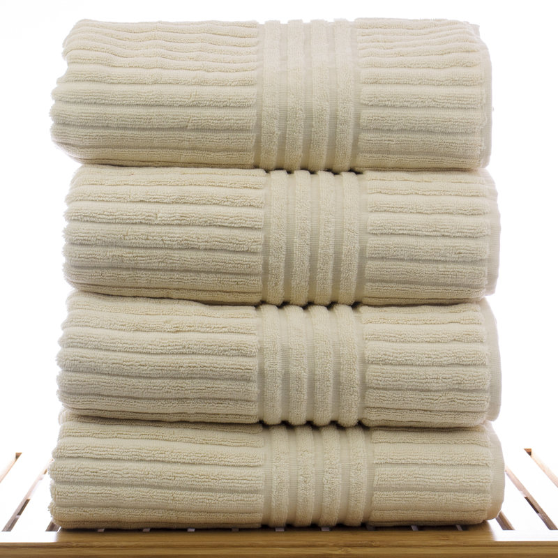 Ensemble de serviettes de bain 100% coton 4 pièces Jaynesha, Beige