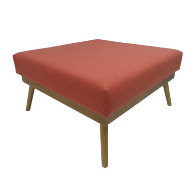 33" Large Square Ottoman Coffee Table, Upholstered Footrest Ottoman With Wood Farmhouse, For Living Room