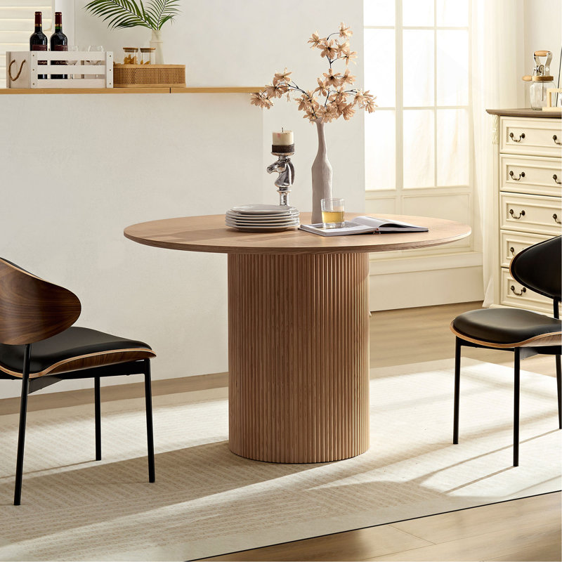 Table de salle à manger ronde, panneau de fibres à densité moyenne Handcraft, Chêne, H 29,88 po x L 47,24 po x l 47,24 po