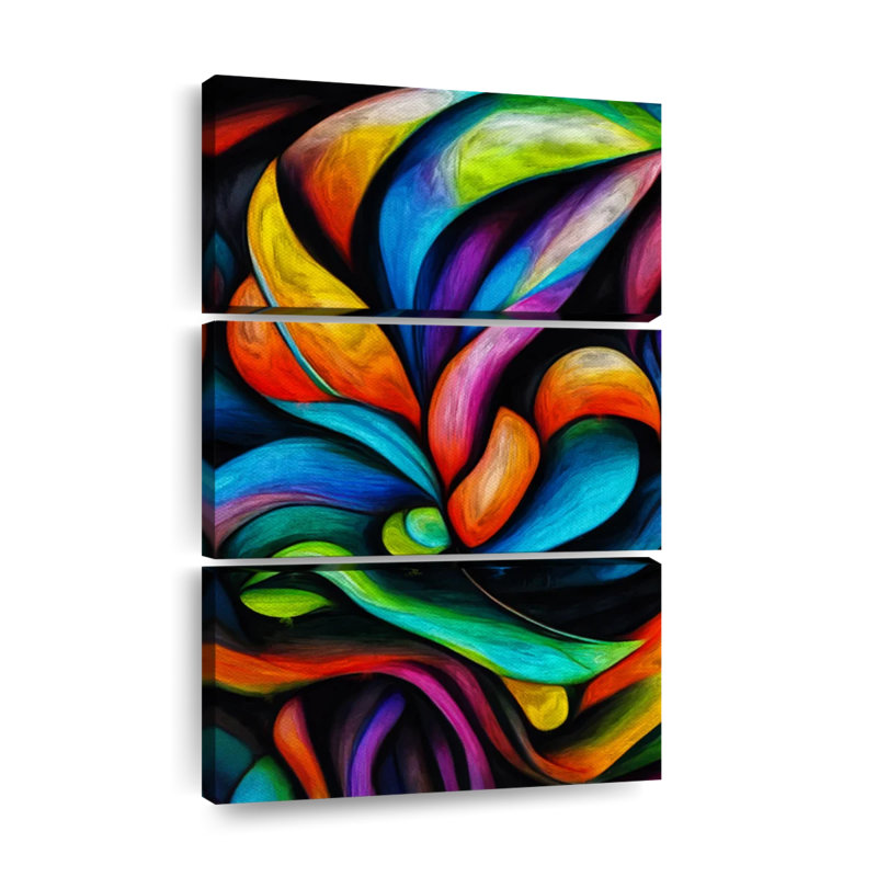 Koi Fish Abstract - 3 pièces sur toile tendue, H 38 po x l 24 po