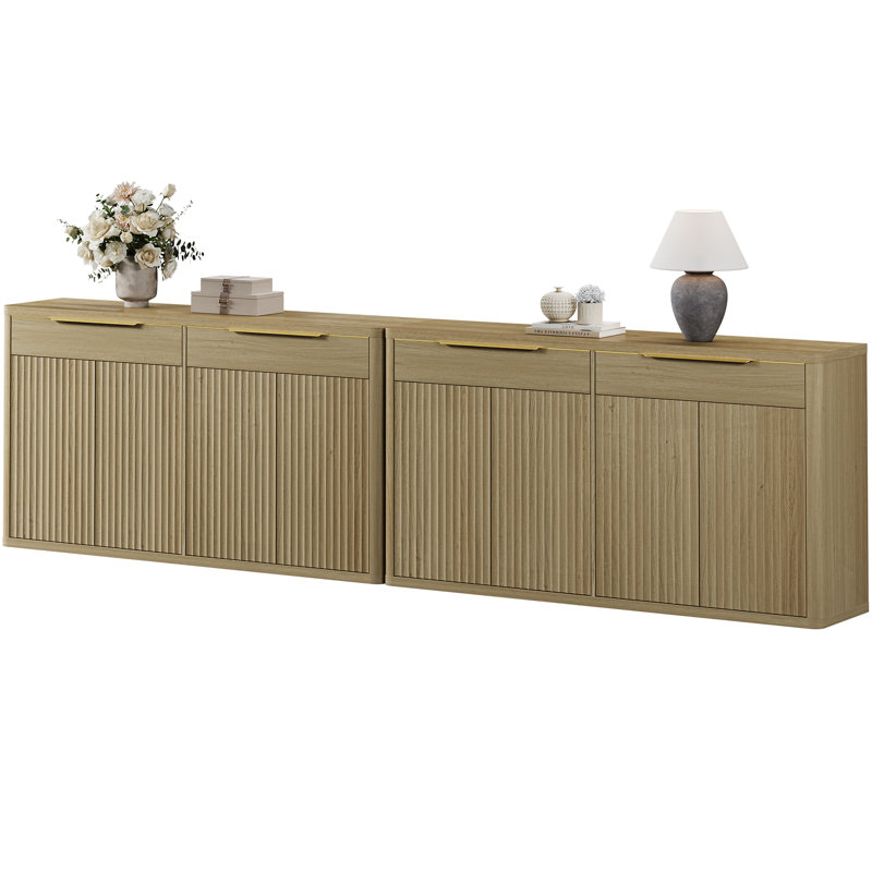 Cesiro 66.34'' Sideboard With 4 Doors And 2 Drawers, Natural Oak