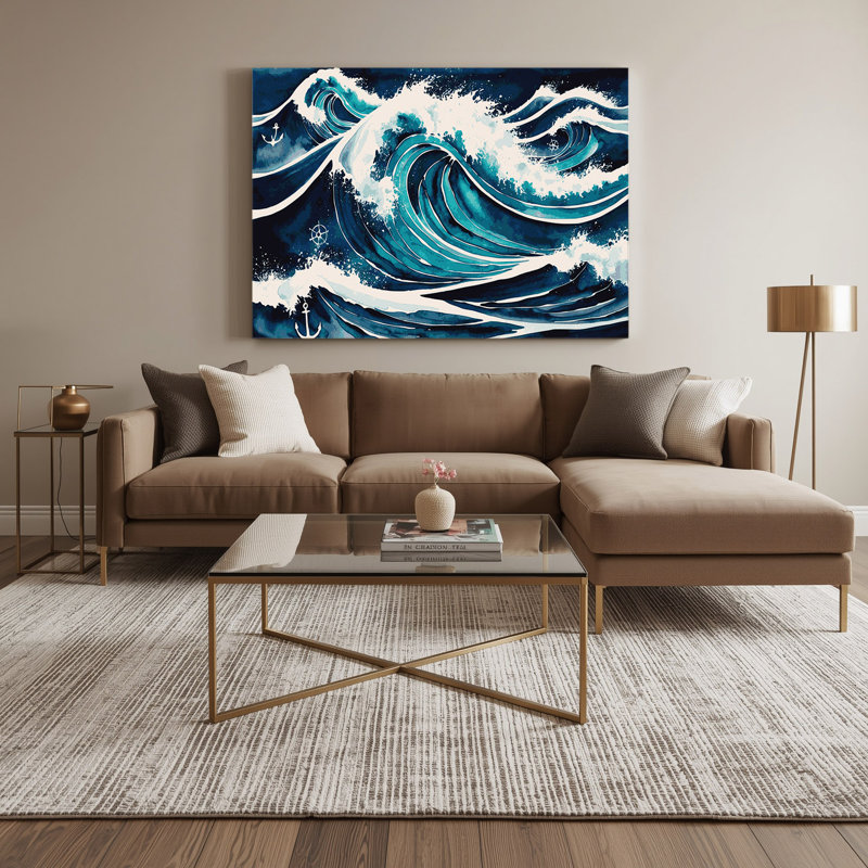 Art mural sur toile, "Nautical Waves", H 8 po x l 10 po