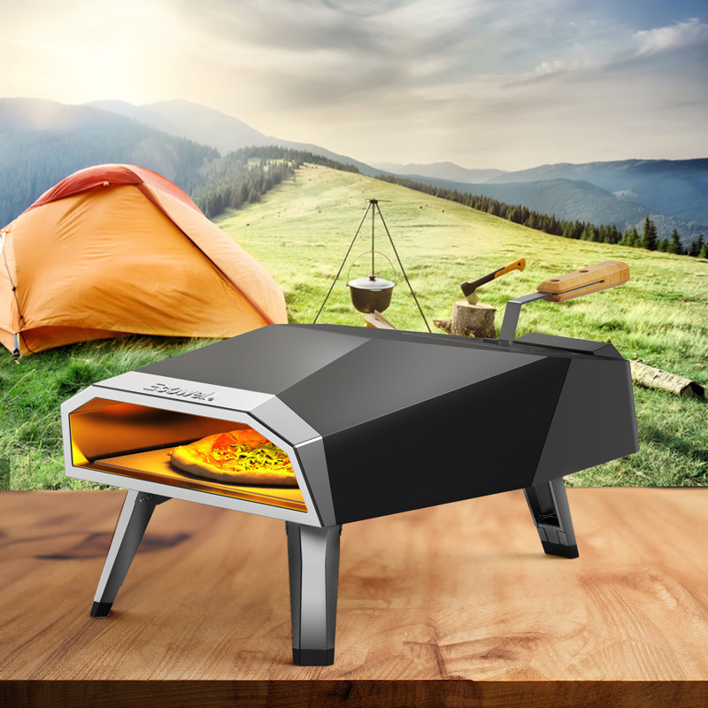 Four à pizza d'extérieur ECOWELL, barbecue en acier inoxydable de 30 cm (12 pouces) avec pierre à pizza et brûleur à bois.