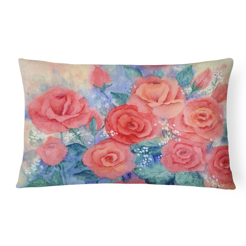 Rippeon Roses Fabric Indoor/Outdoor Throw Pillow