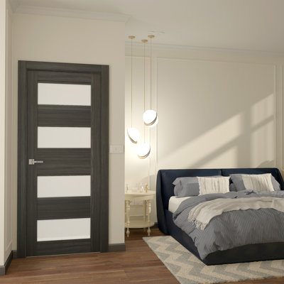 Della DIY-Friendly Manufactured Wood and Glass Paneled Door With Quick Assemble Jamb