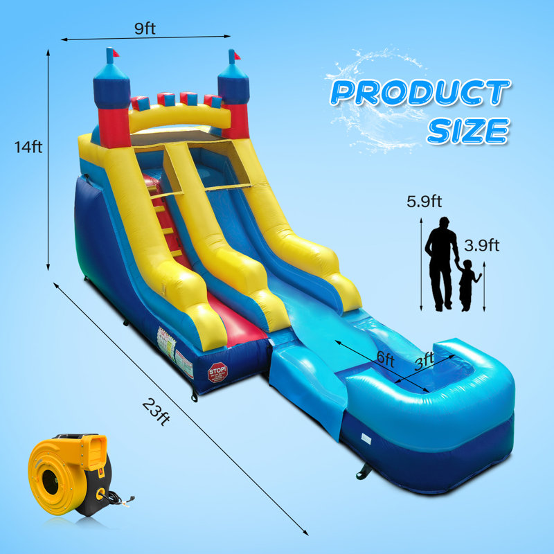 Glissade d'eau gonflable 6,5 pi x 23 pi avec soufflerie d'air
