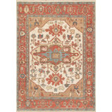 Serapi Hand Knotted Wool Oriental Area Rug in Ivory / Rust