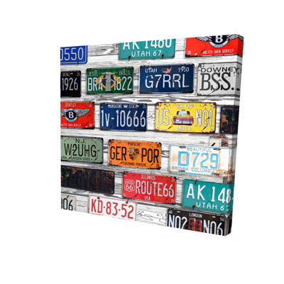 Blue Number Plates Canvas | Man Cave Wall Decor | Home Art