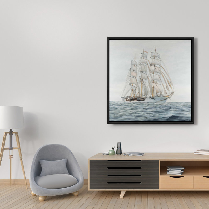 «Ship by a Cloudy Day» - décor de toile encadrée bord de mer