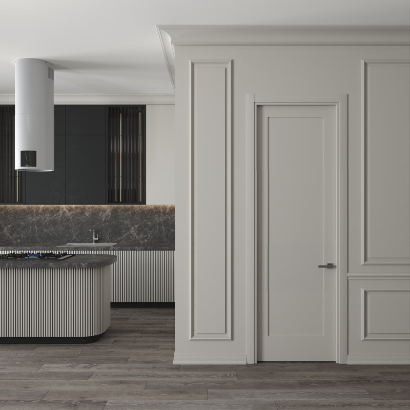 Porte intérieure simple en composite apprêté à gauche avec cadre noir avec charnières noir mat, À gauche, 36 po x 80 po