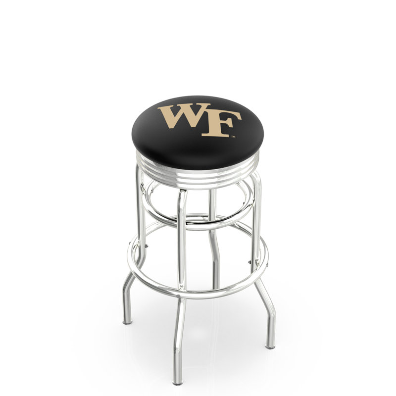 Tabouret de bar Logo Series, Tabouret de bar d'une hauteur de siège de 30 po, Noir soudé uni, Université Wake Forest