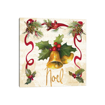 Christmas Poinsettia Ribbon III by Lanie Loreth - Wrapped Canvas Painting