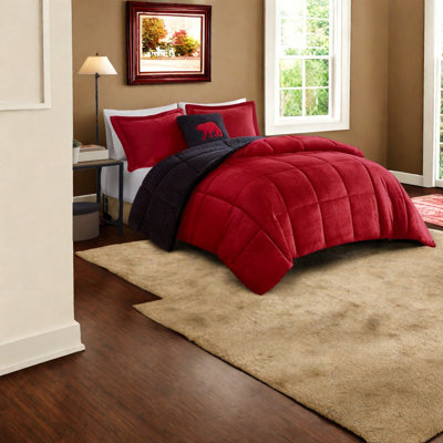 Ensemble de literie en duvet synthétique moelleux à Sherpa, polyester hypoallergénique, style chalet confortable pour la maison